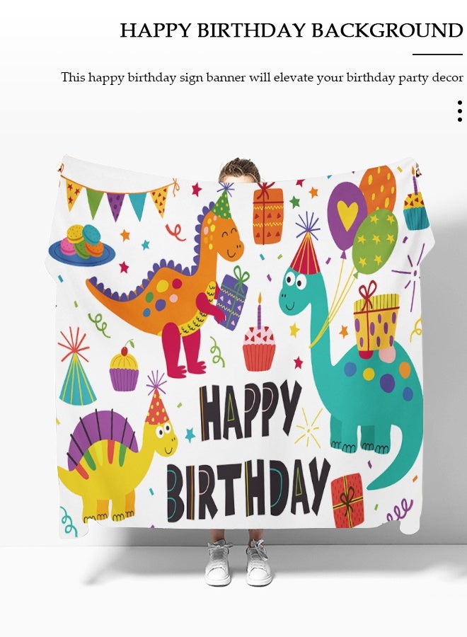 DUNISO لافتة عيد ميلاد ديناصور للأطفال، خلفية تصوير عيد ميلاد ديناصور سعيد، قماش خلفية حفلة عيد ميلاد ديناصور كرتوني بالألوان المائية، قماش خلفية موضوع الديناصور القابل للطي لزينة حفلة عيد الميلاد - Image 3