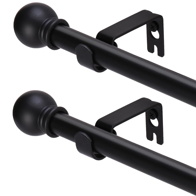GXOACKJ 2 Pack Black Curtain Rods for windows 32 to 48 inch 58 inch Splicing Heavy Duty Metal Curtain Rod Set with Brackets