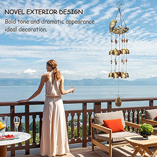 Askhald Bird Nest Wind Chimes,Wind Chimes for Outside with 12 Wind Bells for Glory Mothers Love Gift,Bird Bells Chimes Hanging Decoration for Outside Garden Yard Church, Bronze - Image 3