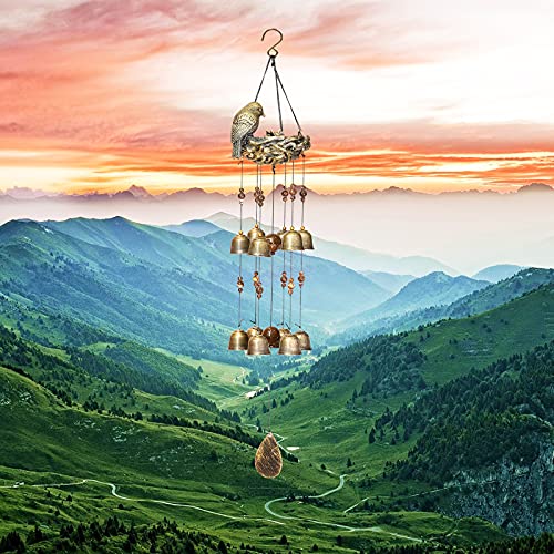 Askhald Bird Nest Wind Chimes,Wind Chimes for Outside with 12 Wind Bells for Glory Mothers Love Gift,Bird Bells Chimes Hanging Decoration for Outside Garden Yard Church, Bronze - Image 4