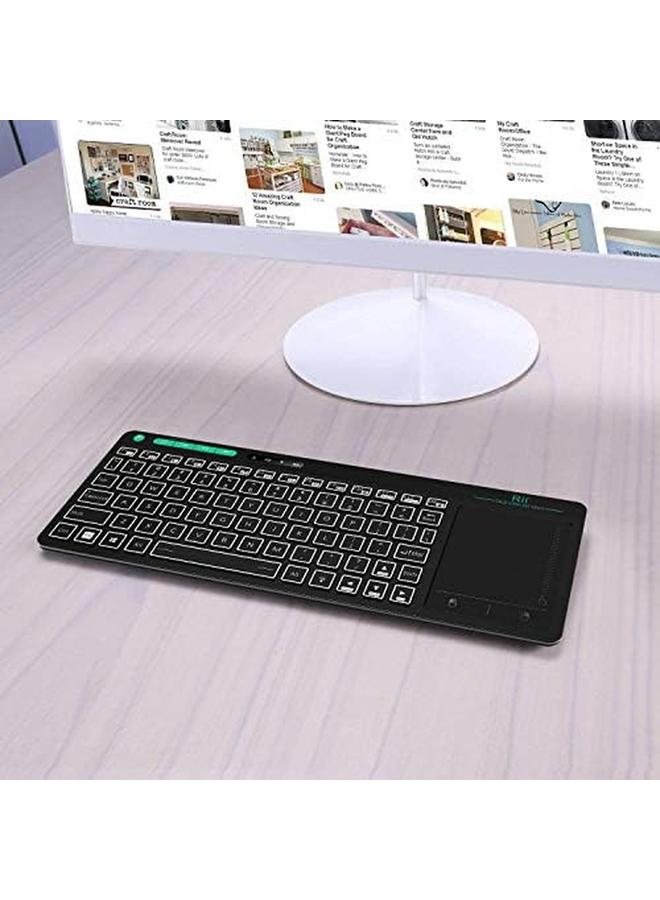 K18 Plus Wireless 3 Led Color Backlit Multimedia Keyboard With Multi Touch Big Size Trackpad Rechargable Keyboard For Android Tv Box Pc Smart Tv Xbox Raspberry Pi Htpc Iptv Windows Macos