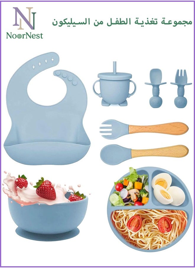 bbet Baby Silicone Feeding Set, Suction Silicone Baby Bowl-Self Eating Utensils Set with Spoons, Bibs, Toddlers Spoon Set, Plate Kit  - Image 1