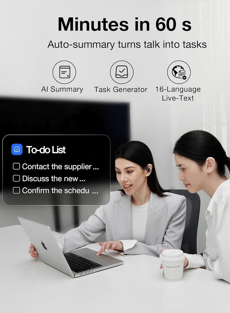 Viaim Viaim OpenNote Wireless AI Conference Earbuds with Live Transcription | Black  - Image 5