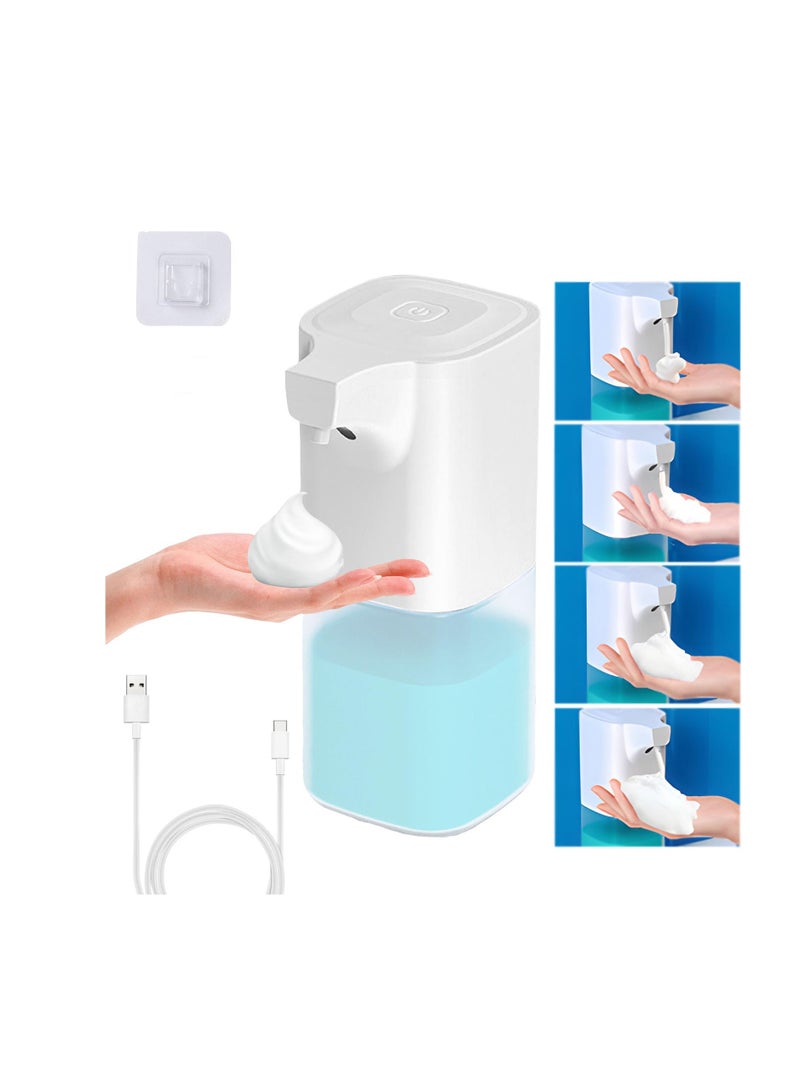 SYOSI Automatic Foaming Soap Dispenser, 4 Level Adjustable Foam, 350ml Hand Soap Dispenser Automatic, Rechargeable, Wall Mount Hand Soap Dispenser, Automatic Soap Dispenser for Bathroom Kitchen Countertop - Image 1