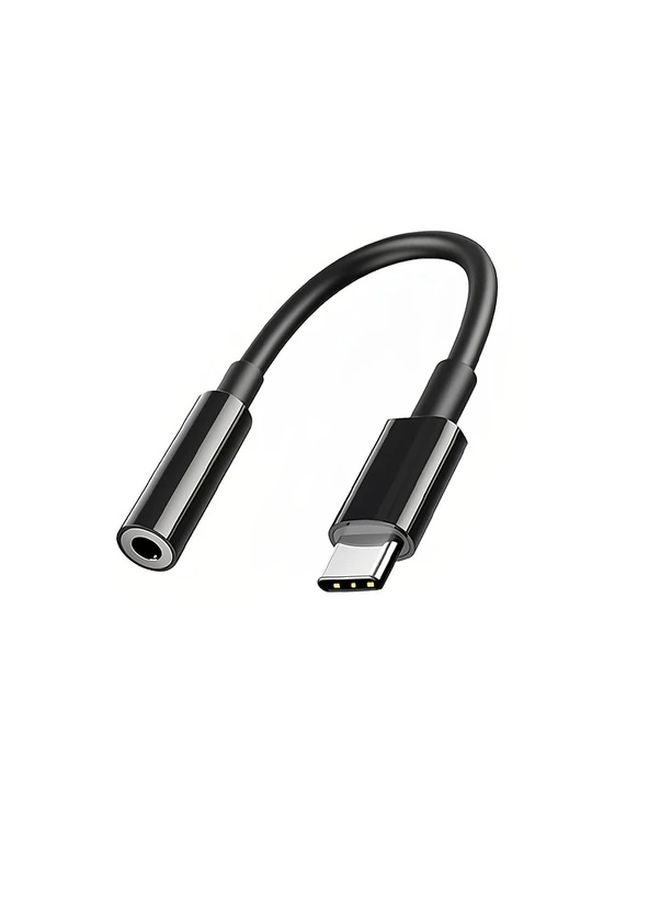Black USB C to 35mm Audio Adapter with Hi Res DAC Plug Play for Smartphone Tablet Laptop - Image 1