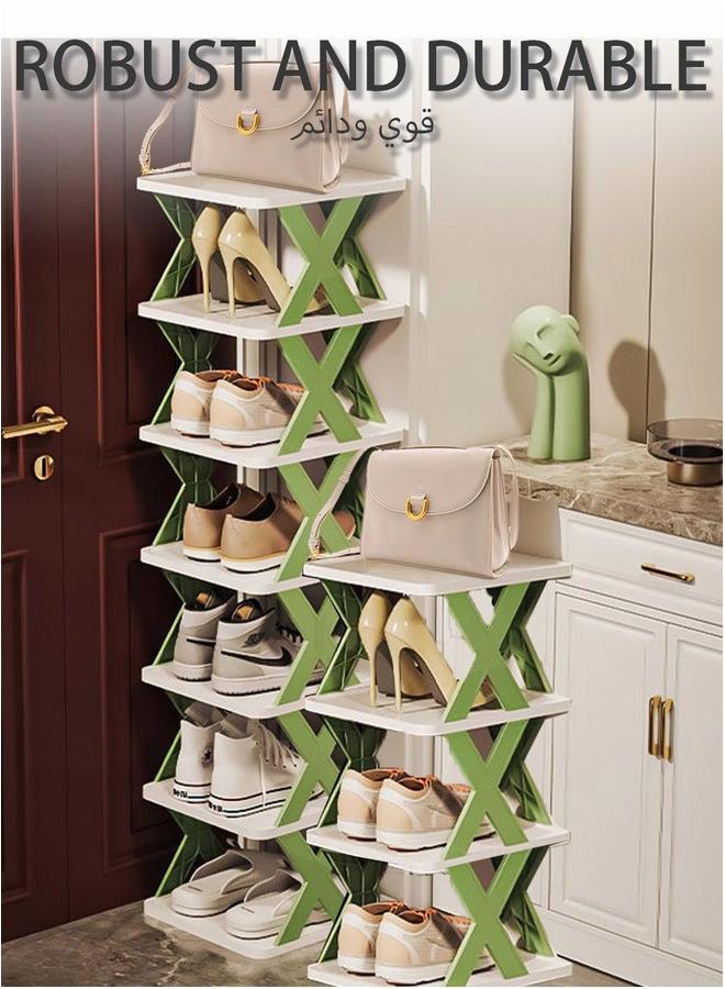 UNUNS 9-Tier Shoe Rack Storage Organizer,Adjustable Organizer Shelf,Multi-layer Plastic For Home,Easy Assembly And Clean,Stackable Organizer,Green  - Image 4