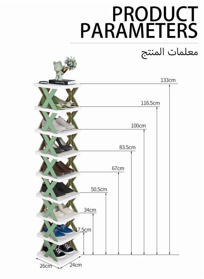 UNUNS 9-Tier Shoe Rack Storage Organizer,Adjustable Organizer Shelf,Multi-layer Plastic For Home,Easy Assembly And Clean,Stackable Organizer,Green  - Image 5