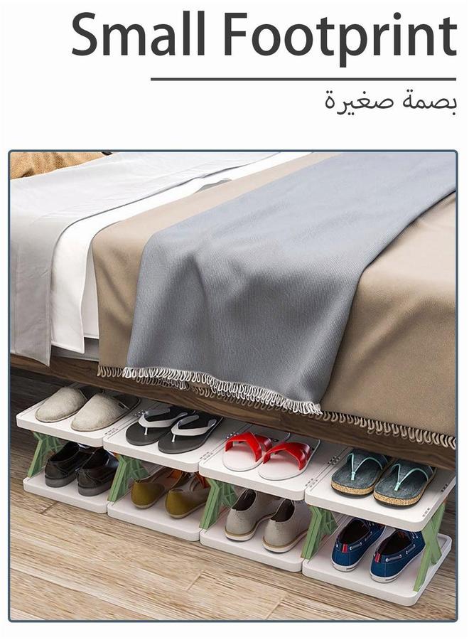 UNUNS 9-Tier Shoe Rack Storage Organizer,Adjustable Organizer Shelf,Multi-layer Plastic For Home,Easy Assembly And Clean,Stackable Organizer,Green  - Image 2