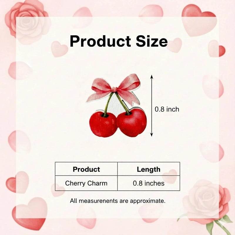 OceanCamel 60 Pieces Mini Wooden Cherry Bow Cutouts, Small Cute Red Fruit Wood Embellishments, Approx 0.8 Inch Tiny Painted Wooden Decor for Valentine's Day, DIY Crafting, Scrapbooking - Image 2