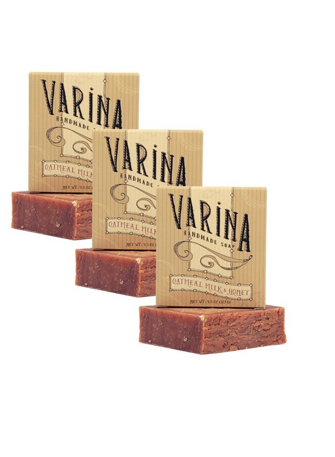 Varina Natural Oatmeal Milk & Honey Bar Soap - Gentle Cleansing for Sensitive Skin, Sweet and Vanilla - 3 Pack - Image 1