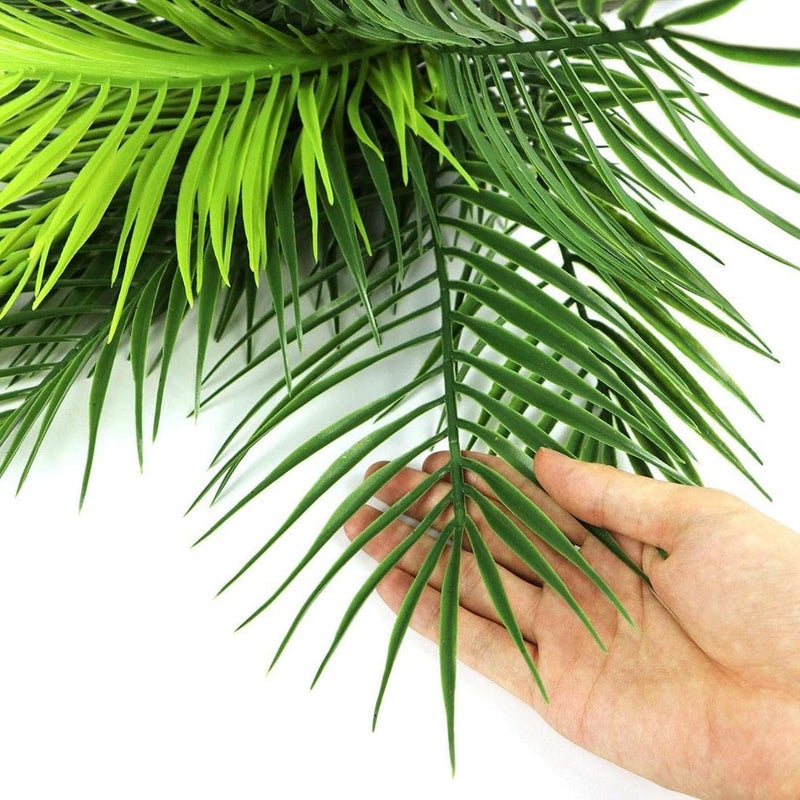 LOVENIMEN Artificial Palm Plants, Fake Tropical Palm Tree Shrubs Plastic Greenery Decor for Outdoor Indoor Home Garden Verandah Party Wedding Table Centerpieces DIY Christmas Decoration Planter Filler 4 Pack - Image 3