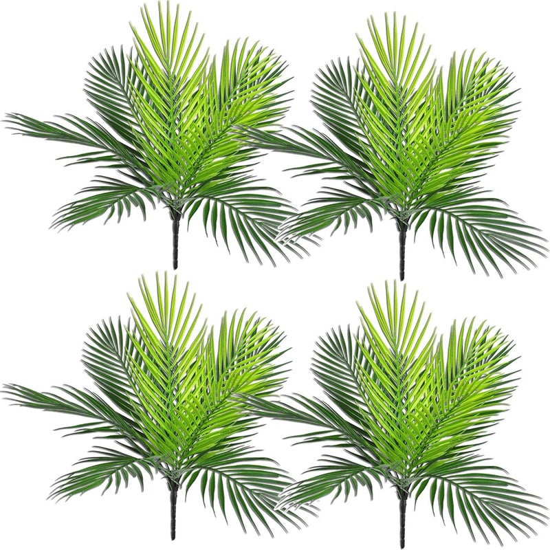LOVENIMEN Artificial Palm Plants, Fake Tropical Palm Tree Shrubs Plastic Greenery Decor for Outdoor Indoor Home Garden Verandah Party Wedding Table Centerpieces DIY Christmas Decoration Planter Filler 4 Pack - Image 1