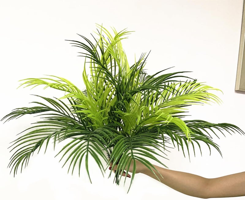LOVENIMEN Artificial Palm Plants, Fake Tropical Palm Tree Shrubs Plastic Greenery Decor for Outdoor Indoor Home Garden Verandah Party Wedding Table Centerpieces DIY Christmas Decoration Planter Filler 4 Pack - Image 2