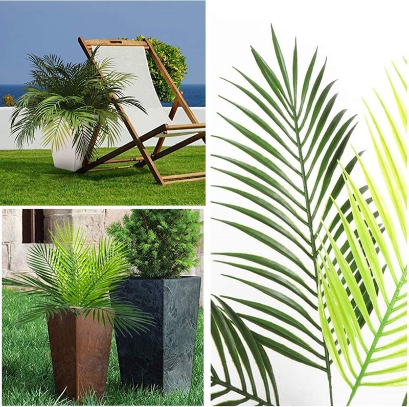 LOVENIMEN Artificial Palm Plants, Fake Tropical Palm Tree Shrubs Plastic Greenery Decor for Outdoor Indoor Home Garden Verandah Party Wedding Table Centerpieces DIY Christmas Decoration Planter Filler 4 Pack - Image 4