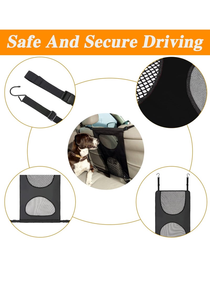 SYOSI - Dog Car Barrier, Vehicle Pet Barrier with 2 Mesh Windows Backseat Mesh Dog Car Divider Net with Adjusting Rope and Hook Suitable for All Cars Easy to Install and Universal - Image 1