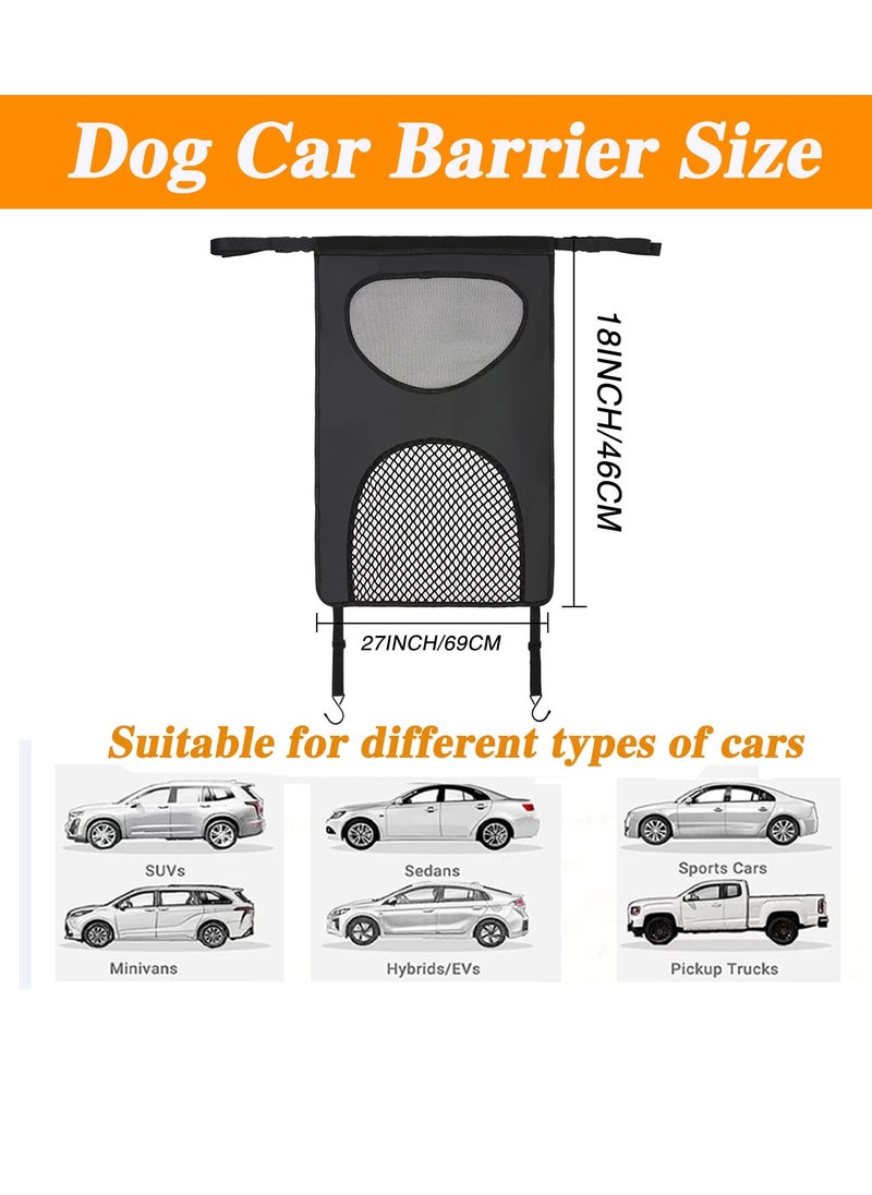 SYOSI - Dog Car Barrier, Vehicle Pet Barrier with 2 Mesh Windows Backseat Mesh Dog Car Divider Net with Adjusting Rope and Hook Suitable for All Cars Easy to Install and Universal - Image 1
