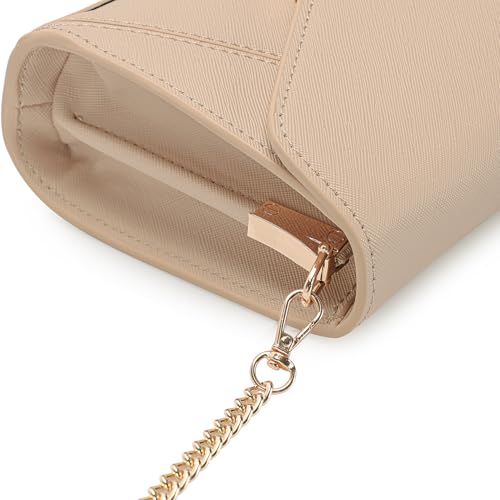 DEXMAY DM DEXMAY Women Envelope Clutch Faux Saffiano Leather Evening Handbag Foldover Clutch Bag Formal Dressy Purse Nude - Image 4