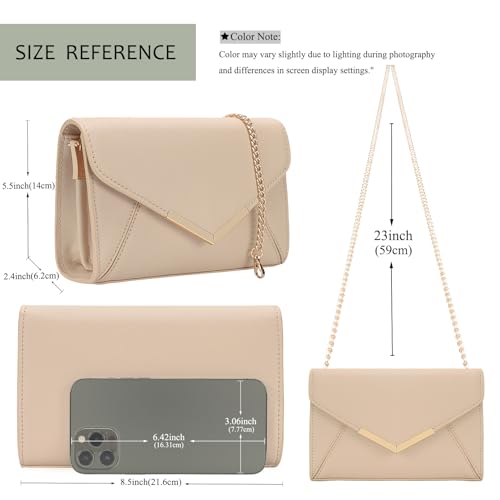 DEXMAY DM DEXMAY Women Envelope Clutch Faux Saffiano Leather Evening Handbag Foldover Clutch Bag Formal Dressy Purse Nude - Image 3