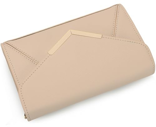 DEXMAY DM DEXMAY Women Envelope Clutch Faux Saffiano Leather Evening Handbag Foldover Clutch Bag Formal Dressy Purse Nude - Image 5