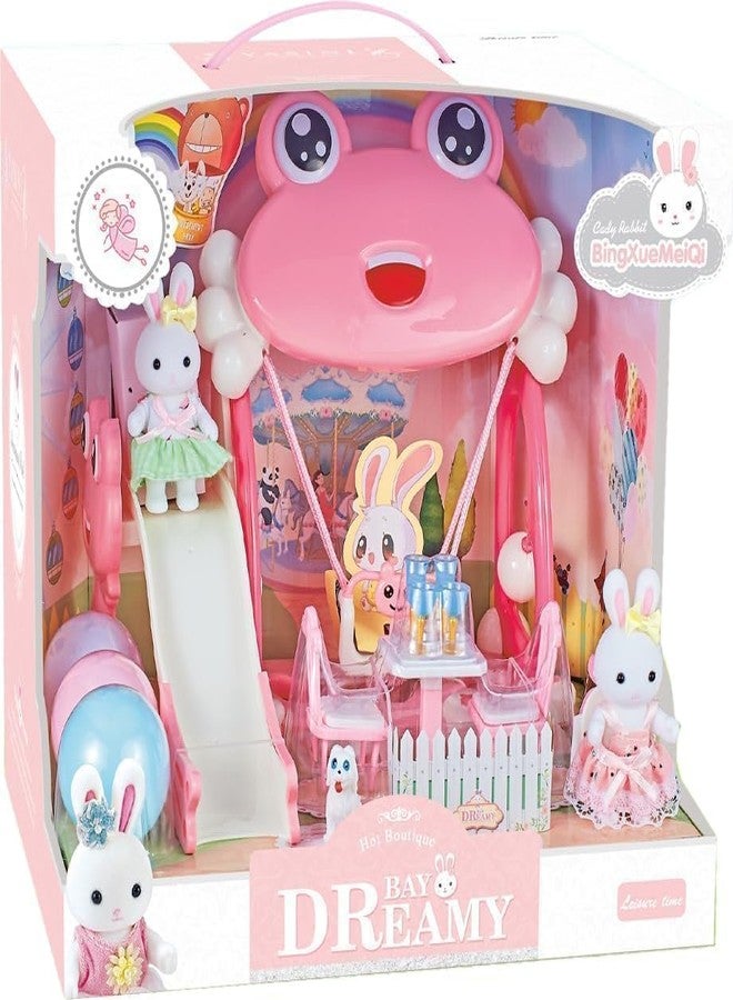 DD WORLD Candy Rabbit & Frog Playground Dollhouse - Adorable Animal Dolls Pretend Play Set for Early Learning & Imaginative Fun, Kids Toy for Ages 3 and Up - Image 2