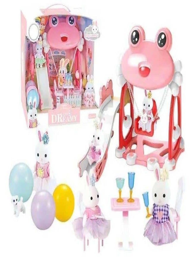 DD WORLD Candy Rabbit & Frog Playground Dollhouse - Adorable Animal Dolls Pretend Play Set for Early Learning & Imaginative Fun, Kids Toy for Ages 3 and Up - Image 1
