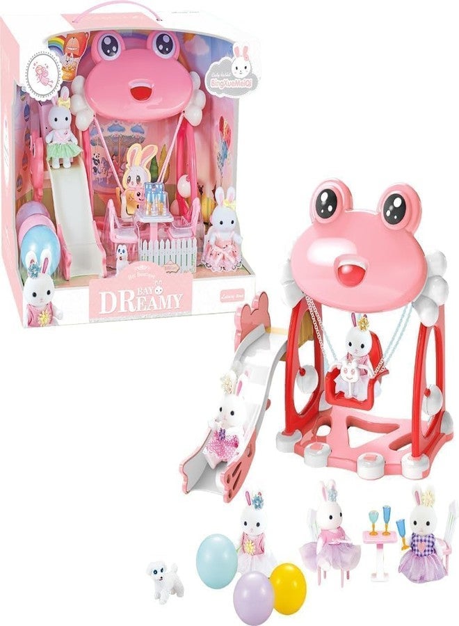 DD WORLD Candy Rabbit & Frog Playground Dollhouse - Adorable Animal Dolls Pretend Play Set for Early Learning & Imaginative Fun, Kids Toy for Ages 3 and Up - Image 3
