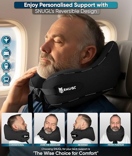 SNUGL Travel Pillow – Neck Pillow Airplane, Travel Pillows for Airplanes, Neck Pillows Memory Foam – Road Trip Essentials for Adults – Traveling Essentials - Gifts for Travelers Men & Women - Image 3