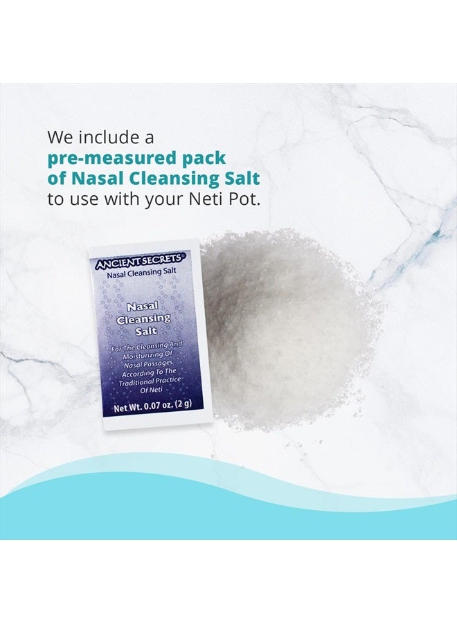 ANCIENT SECRETS Neti Pot Sinus Rinse + Pre-Measured Cleansing Salt Pack – Dishwasher-Safe Ceramic Model, Patented Ergonomic No-Leak Design, Nasal Cleansing Pot, Nasal Irrigation  - Image 4