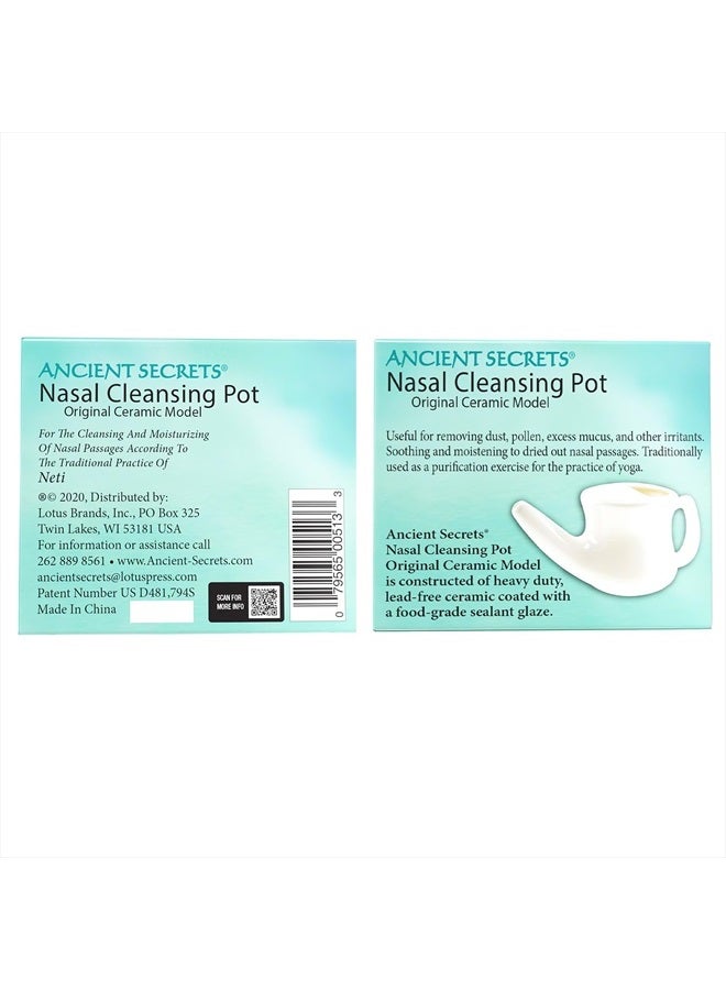 ANCIENT SECRETS Neti Pot Sinus Rinse + Pre-Measured Cleansing Salt Pack – Dishwasher-Safe Ceramic Model, Patented Ergonomic No-Leak Design, Nasal Cleansing Pot, Nasal Irrigation  - Image 2