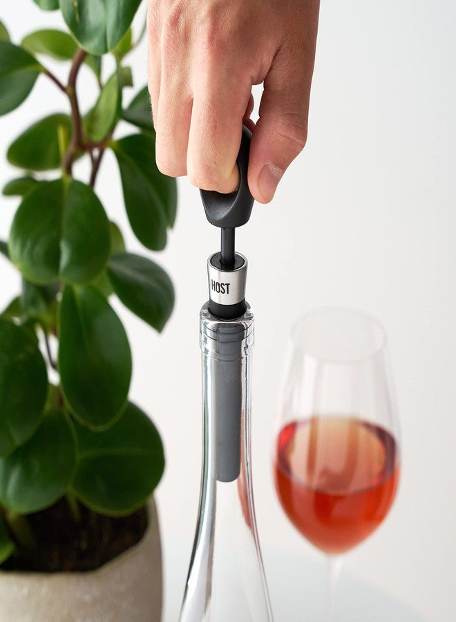 HOST Vacuum Stopper, Vacuum Seal Wine Stopper, Wine Preservation Accessories, BPA-Free Plastic and Silicone, Black, Set of 1 - Image 3