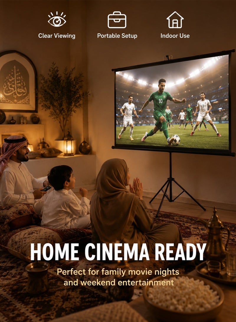 VEIDADZ 100 Inch Projector Screen with Stand 16:9, Portable Outdoor Projector Screen with Wall Hanging Option, Height Adjustable Tripod Stand, White PVC Movie Screen for 4K HD Home Theater Backyard Camping Office - Image 3