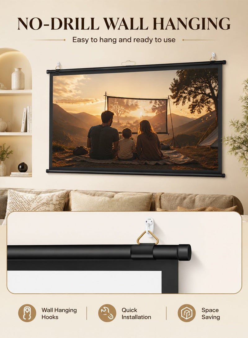 VEIDADZ 100 Inch Projector Screen with Stand 16:9, Portable Outdoor Projector Screen with Wall Hanging Option, Height Adjustable Tripod Stand, White PVC Movie Screen for 4K HD Home Theater Backyard Camping Office - Image 2