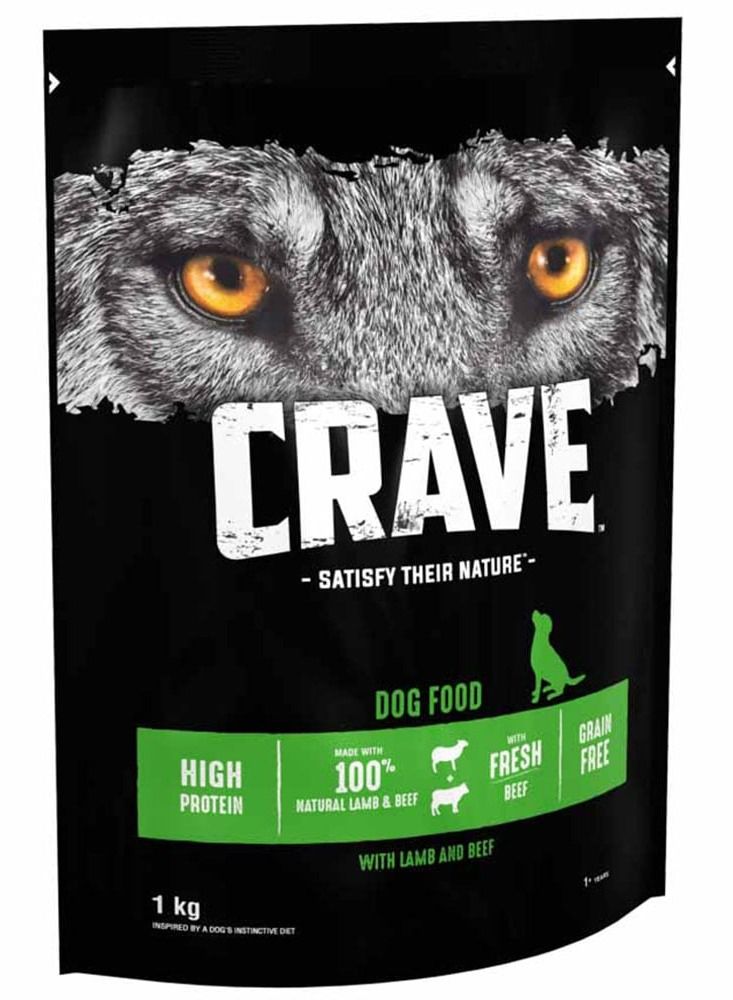 كريف طعام جاف طبيعي كامل للكلاب لحم ولحم بقري1 كجم - Image 2