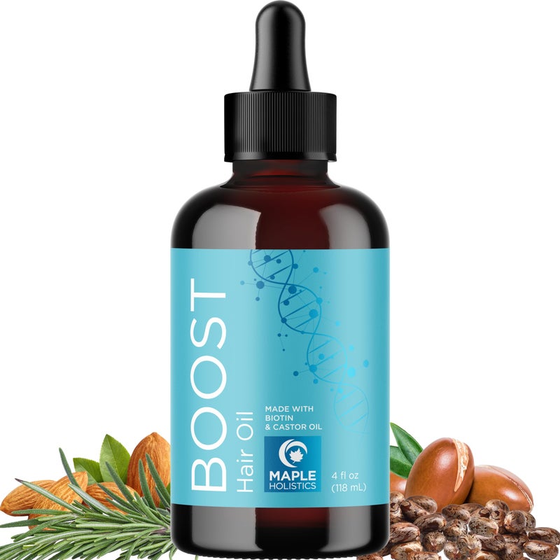 Maple Holistics Volumizing Rosemary Hair Oil Serum - Moisturizing Scalp and Hair Oil for Men & Women Infused with Amla Black Castor Pumpkin Argan & Jojoba - Lightweight Hydrating Vegan & Color Safe (Herbal Scent) - Image 1