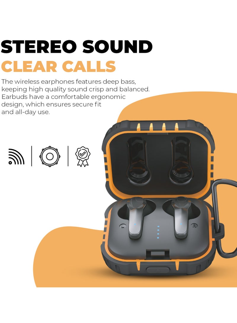 Moodix KI23K039 Active Noise Cancellation Bluetooth Deep Bass Earbuds, Black-Yellow - Image 3