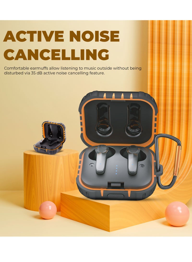 Moodix KI23K039 Active Noise Cancellation Bluetooth Deep Bass Earbuds, Black-Yellow - Image 4