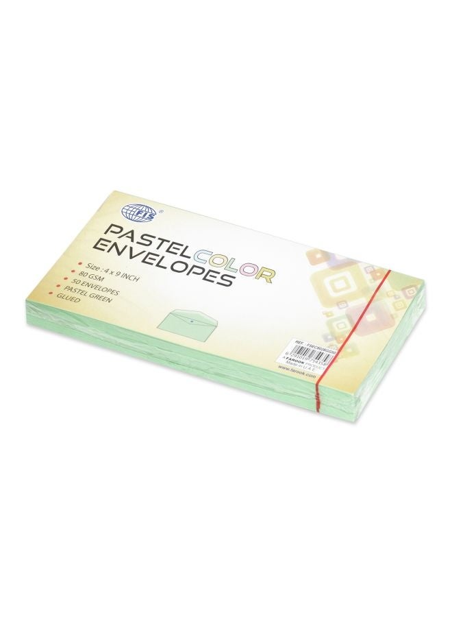 FIS Pastel Green Envelopes, 80 GSM, 4 x 9 Inch, Glued, Pack of 50 - Image 2