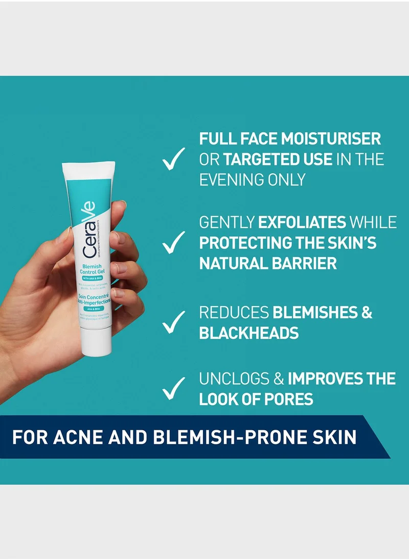 CeraVe CeraVe Blemish Control Gel Facial Moisturiser For Acne & Blemishes with Glycolic Acid and Lactic Acid AHA/BHA 40 ML