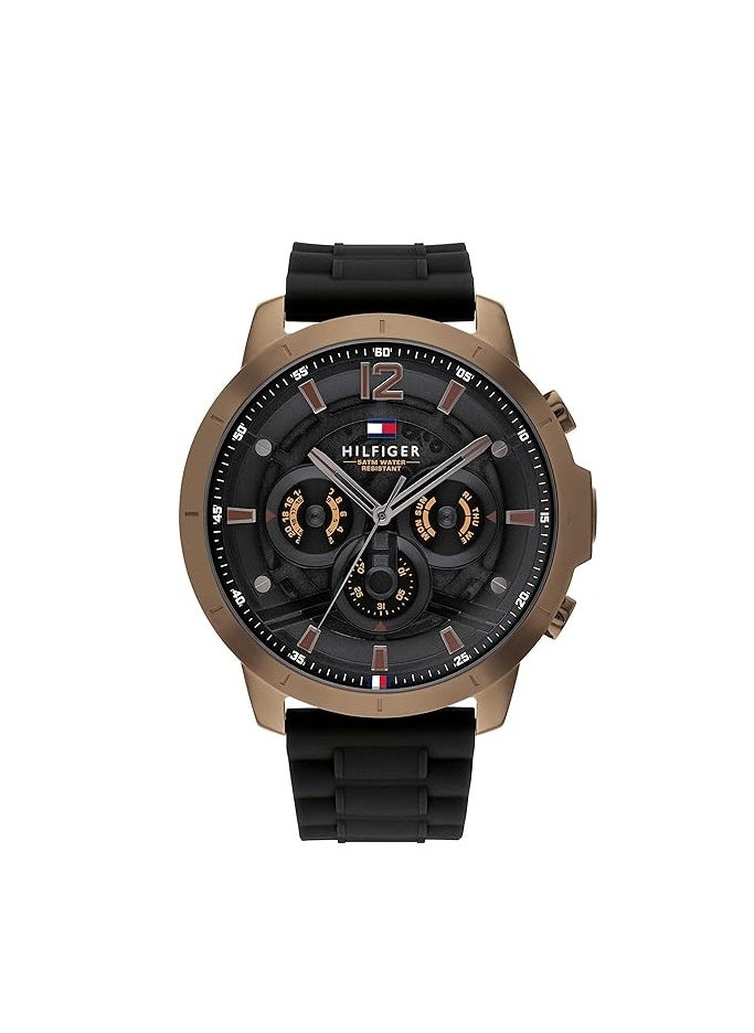 Tommy Hilfiger Plus Men's 50 MM Black Chronograph Silicone Strap Watch -1710491  - Image 1