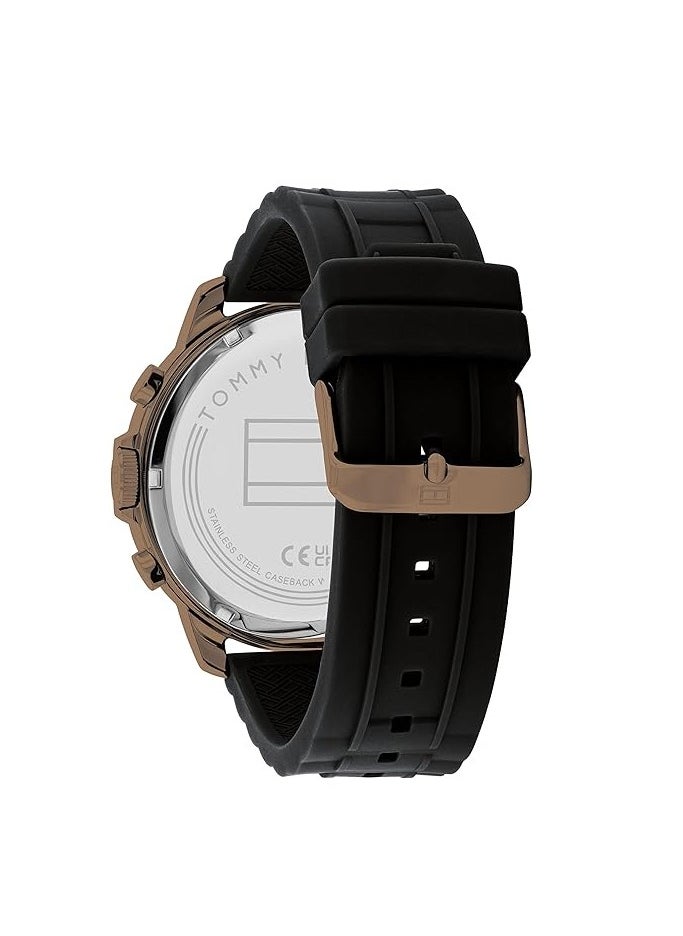 Tommy Hilfiger Plus Men's 50 MM Black Chronograph Silicone Strap Watch -1710491  - Image 3