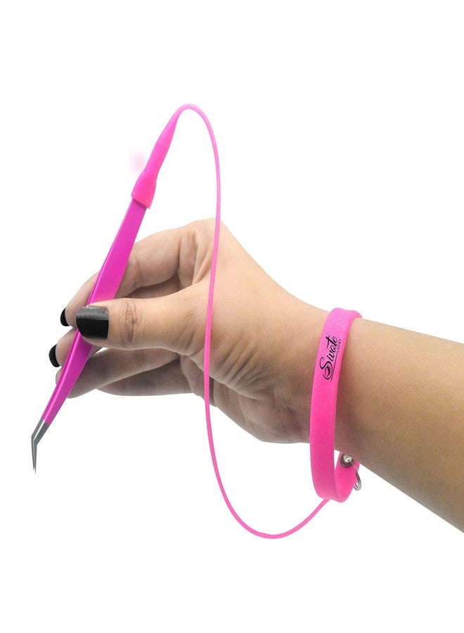 SIVOTE Lash Tweezers Holder Protector, Silicone Wristband, Tweezer Delighter, Lash Extension Supplies, Pink - Image 1