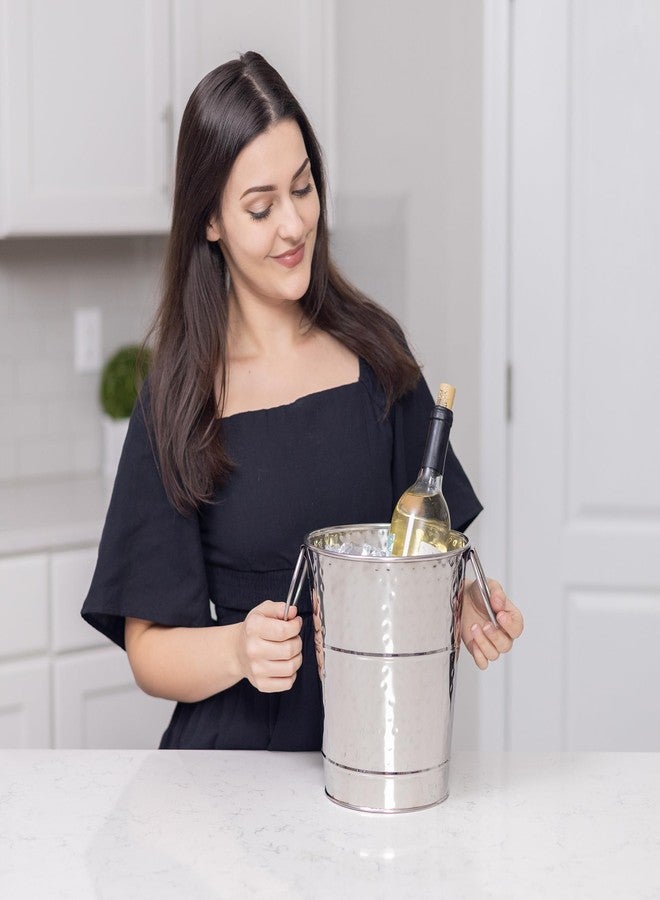 BREKX Stainless Steel Champagne Bucket, Wine Bucket/Ice Bucket with Handles for Parties and Gifts - Silver - Leak Proof - Image 4