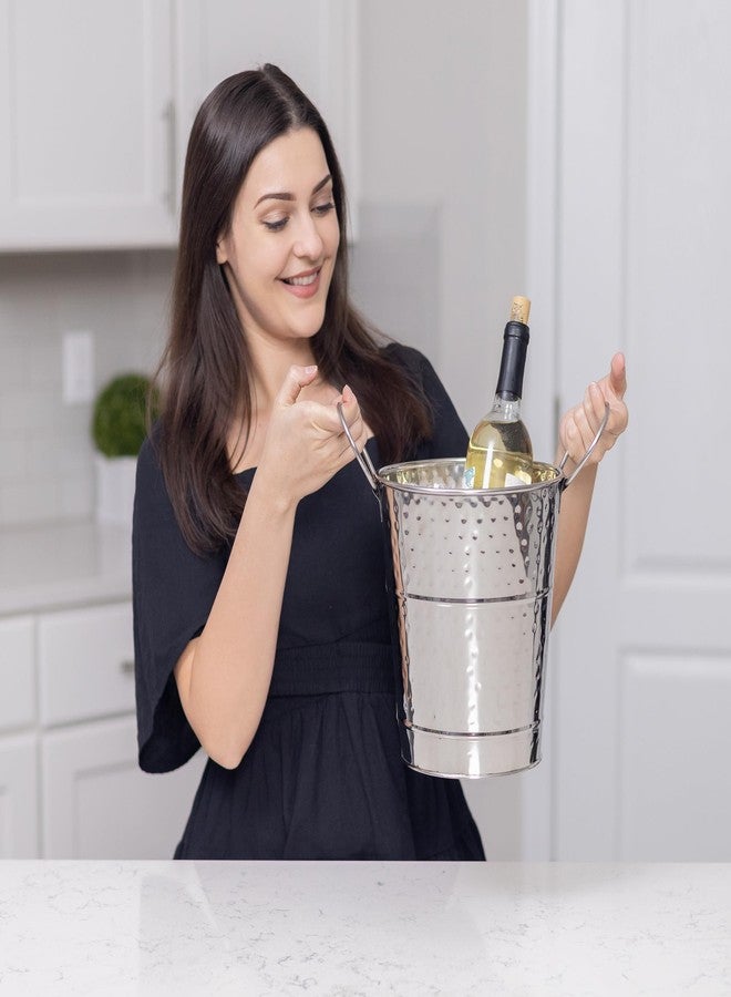 BREKX Stainless Steel Champagne Bucket, Wine Bucket/Ice Bucket with Handles for Parties and Gifts - Silver - Leak Proof - Image 5