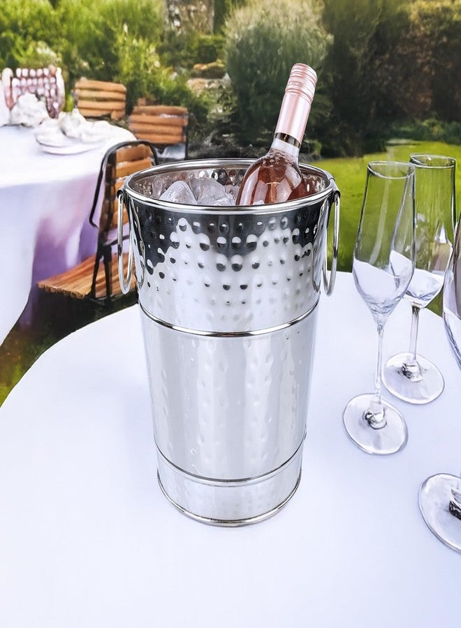 BREKX Stainless Steel Champagne Bucket, Wine Bucket/Ice Bucket with Handles for Parties and Gifts - Silver - Leak Proof - Image 2