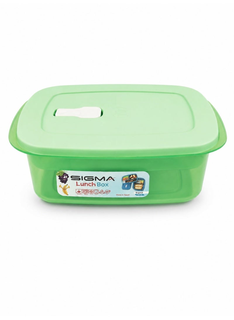 SIGMA LUNCH BOX 2.00LTWO-TIER MINT Title Sigma Lunch Box 2 L with Spoon, Fork & Knife – Reusable Food Container with Secure Lid - Image 1