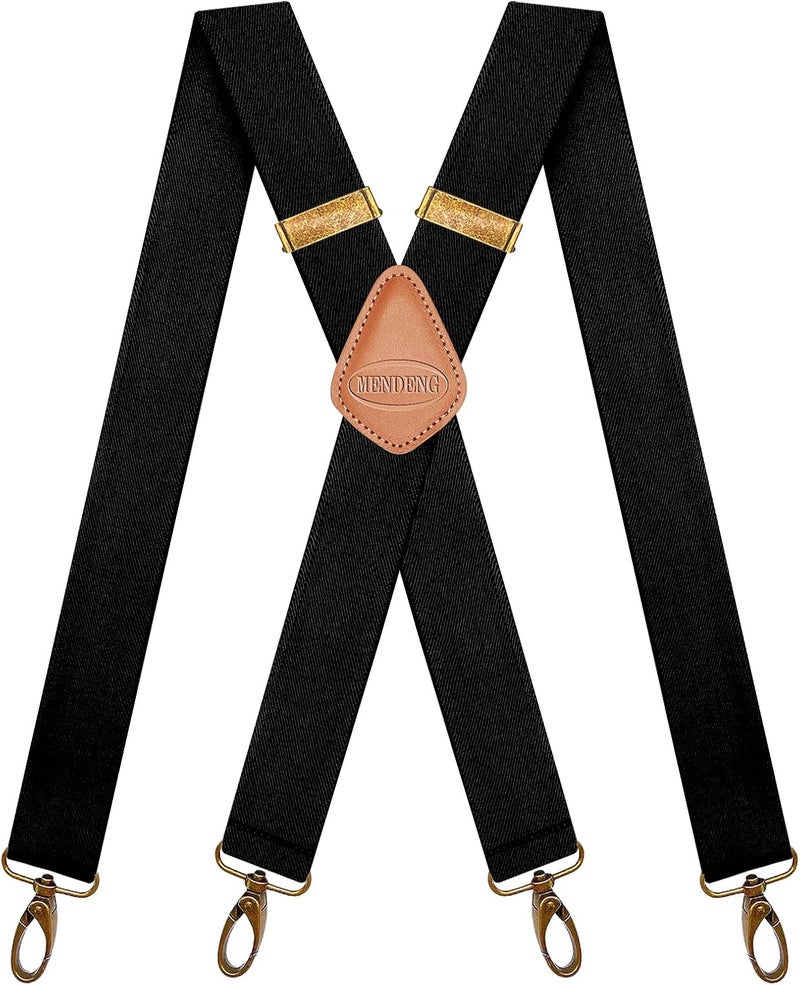 MENDENG Store Suspenders for Men Heavy Duty Swivel Hooks Retro X-Back Adjustable Brace - Image 1