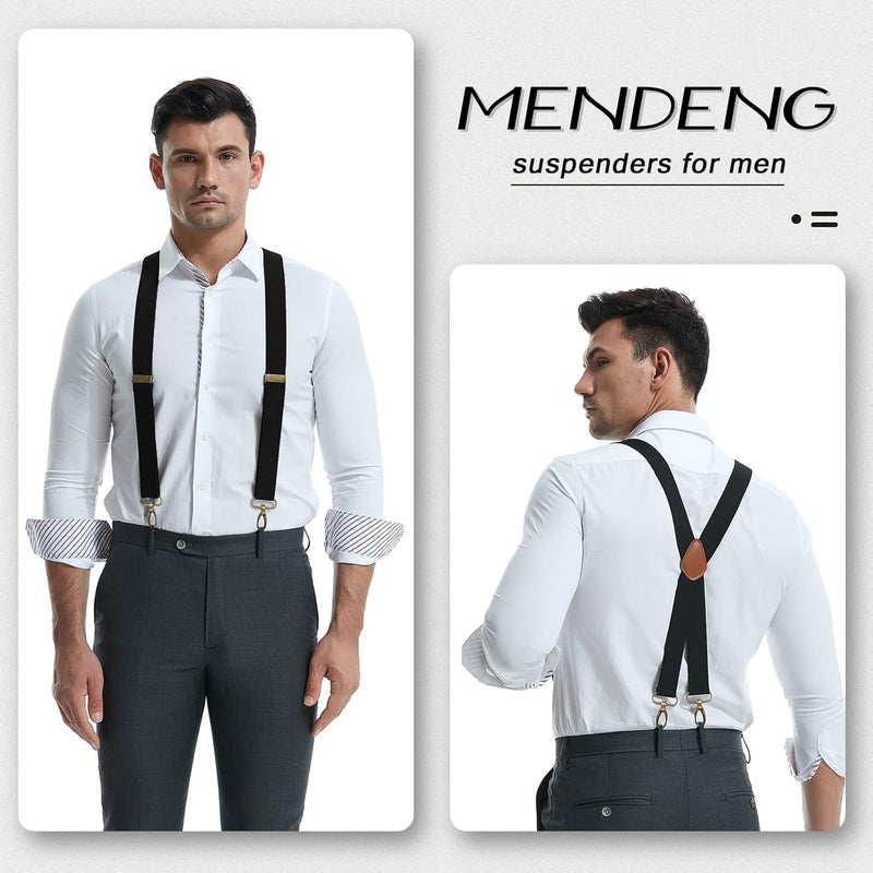 MENDENG Store Suspenders for Men Heavy Duty Swivel Hooks Retro X-Back Adjustable Brace - Image 5