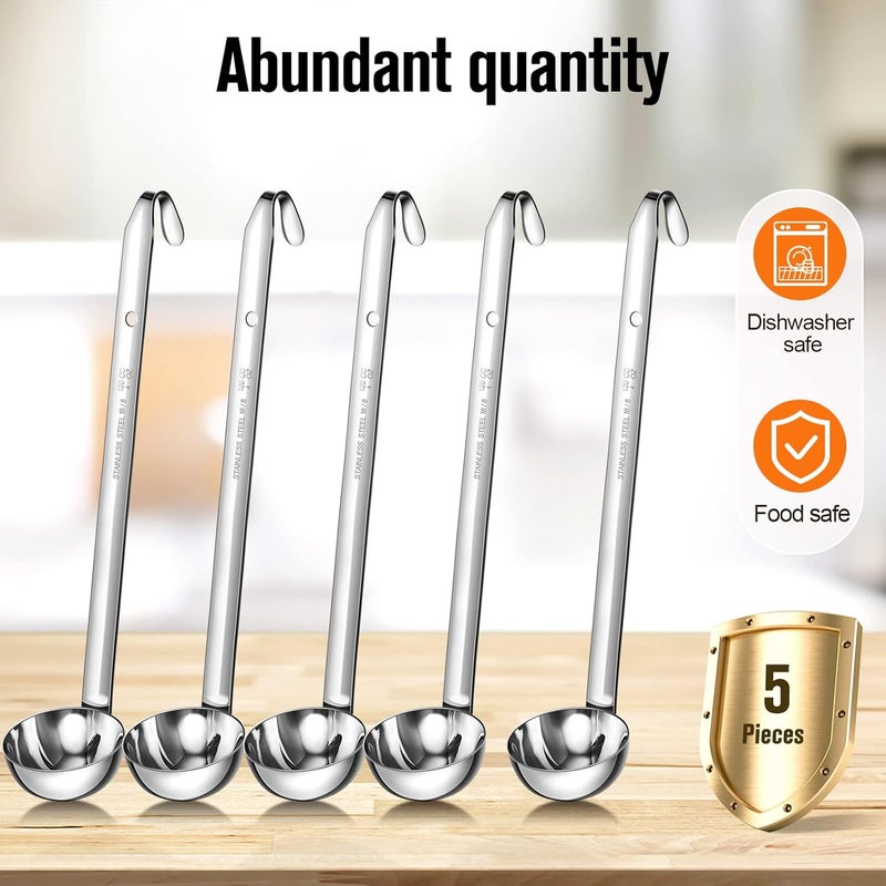 Cunhill 5 Pcs Soup Ladles Stainless Steel Serving Ladles with Long Handle for Serving, Cooking, Stirring, Portioning Kitchen Restaurant Accessories(4 oz) - Image 3
