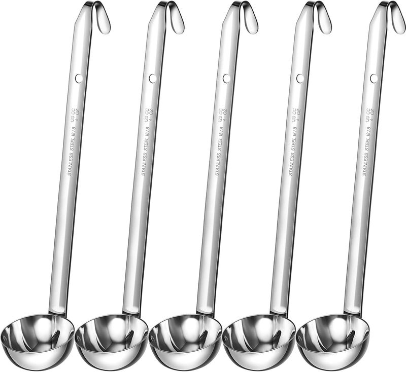 Cunhill 5 Pcs Soup Ladles Stainless Steel Serving Ladles with Long Handle for Serving, Cooking, Stirring, Portioning Kitchen Restaurant Accessories(4 oz) - Image 1