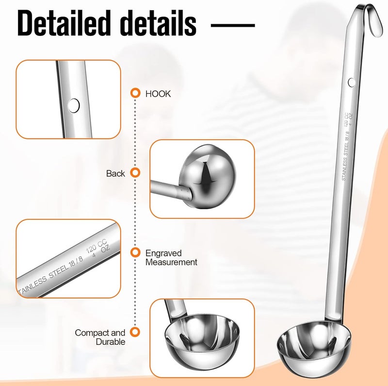 Cunhill 5 Pcs Soup Ladles Stainless Steel Serving Ladles with Long Handle for Serving, Cooking, Stirring, Portioning Kitchen Restaurant Accessories(4 oz) - Image 4